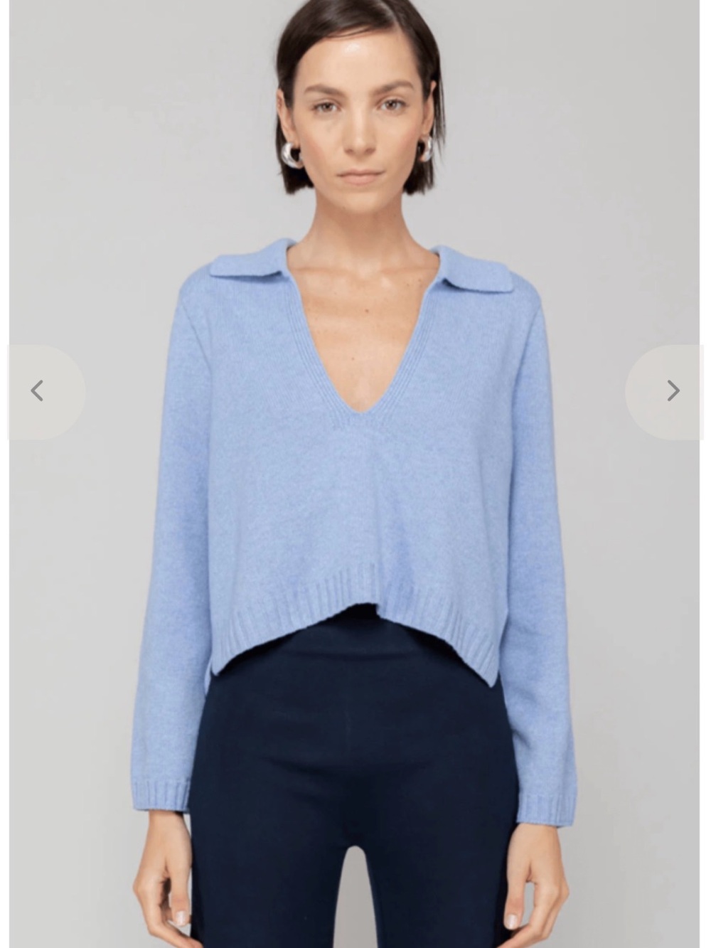 LESET Powder Blue V-Neck Collared Women's Sweater